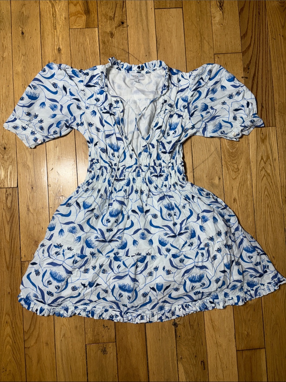 Monsoon and Beyond Handmade Blue & White Floral Dress – Size Small
